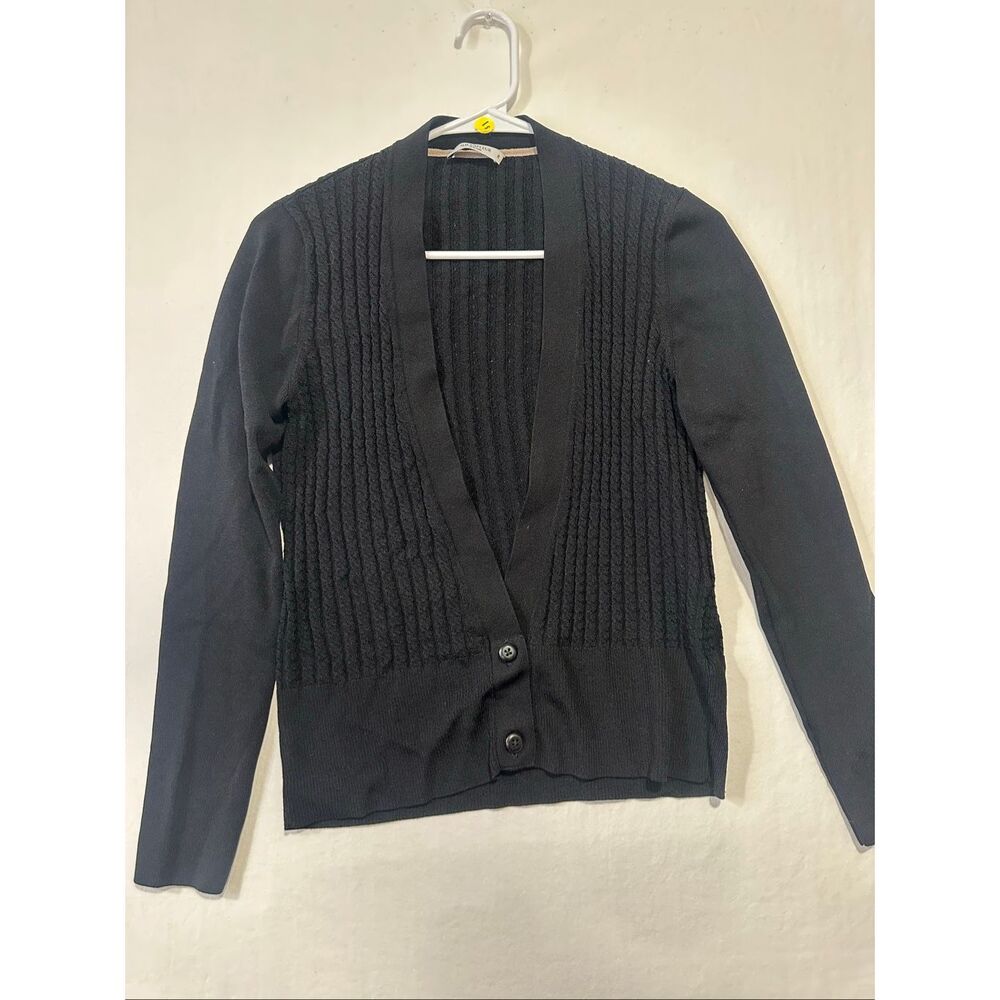 M.M.LaFleur Black Textured Knit Open Cardigan Sweater Women’s Medium